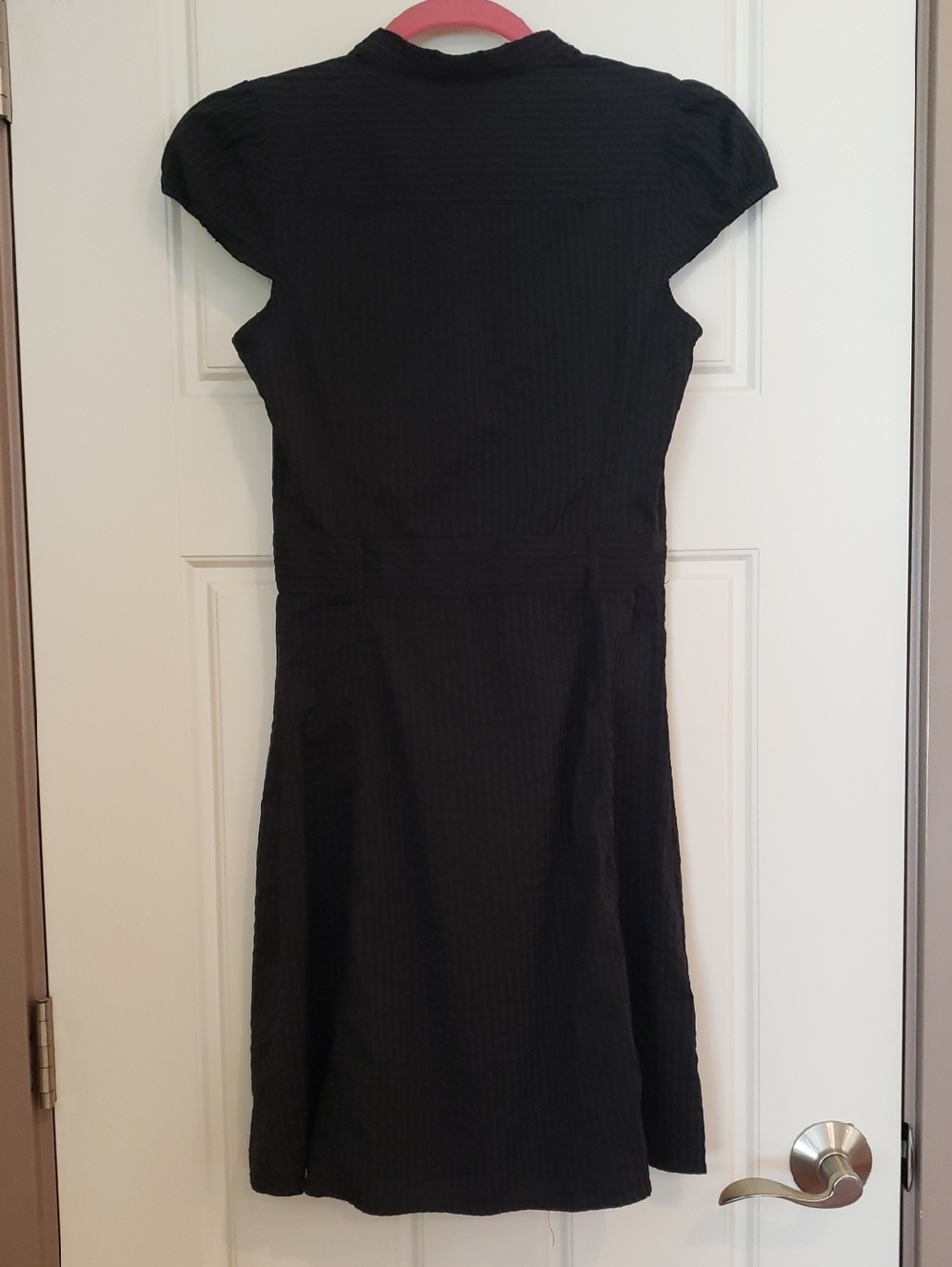 H&M Women's 6 Black on Black Vertical Striped Dress - Picture 6 of 11